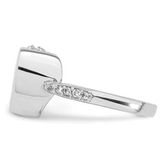 Sterling Silver RH-plated Enameled CZ Heart Paw Print Ash Holder Ring