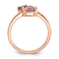 Sterling Silver Rose Gold-plated Polished Round Amethyst, Pink Quartz and Rhodolite Garnet Size 7 Ring