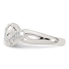 Sterling Silver Polished Fancy CZ Twisted Sides Adjustable Toe Ring