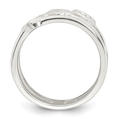 Sterling Silver Polished Hearts Three Band Size 8 Ring
