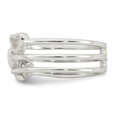 Sterling Silver Polished Hearts Three Band Size 8 Ring
