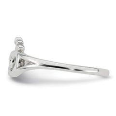 Sterling Silver Polished Interlocking Hearts With Crown Ring - 2