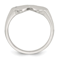 Sterling Silver Polished White CZ Double Heart Size 8 Signet Ring