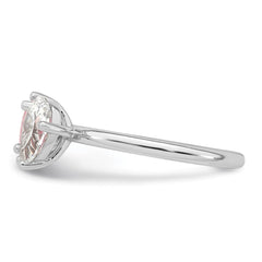 Sterling Silver Rhodium-plated Polished Heart Pink and Pear-shaped White CZ Size 7 Ring