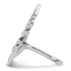 Sterling Silver Rhodium-plated Polished Leaf Size 7 Ring