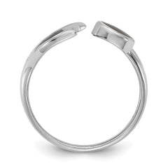 Sterling Silver Rhodium-plated Polished Abalone Whale Tail Size 7 Ring