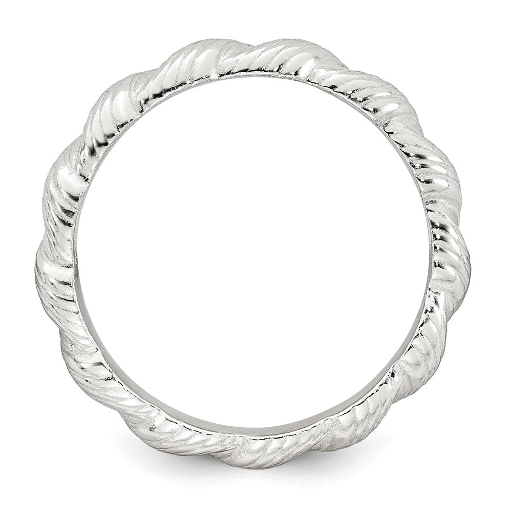 Sterling Silver Polished and Grooved Twisted Band Size 6 Ring
