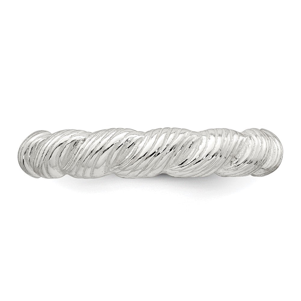 Sterling Silver Polished and Grooved Twisted Band Size 6 Ring