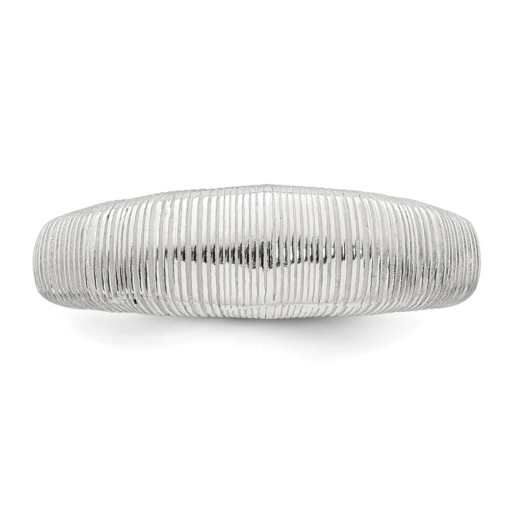 Sterling Silver Polished and Grooved Size 6 Ring