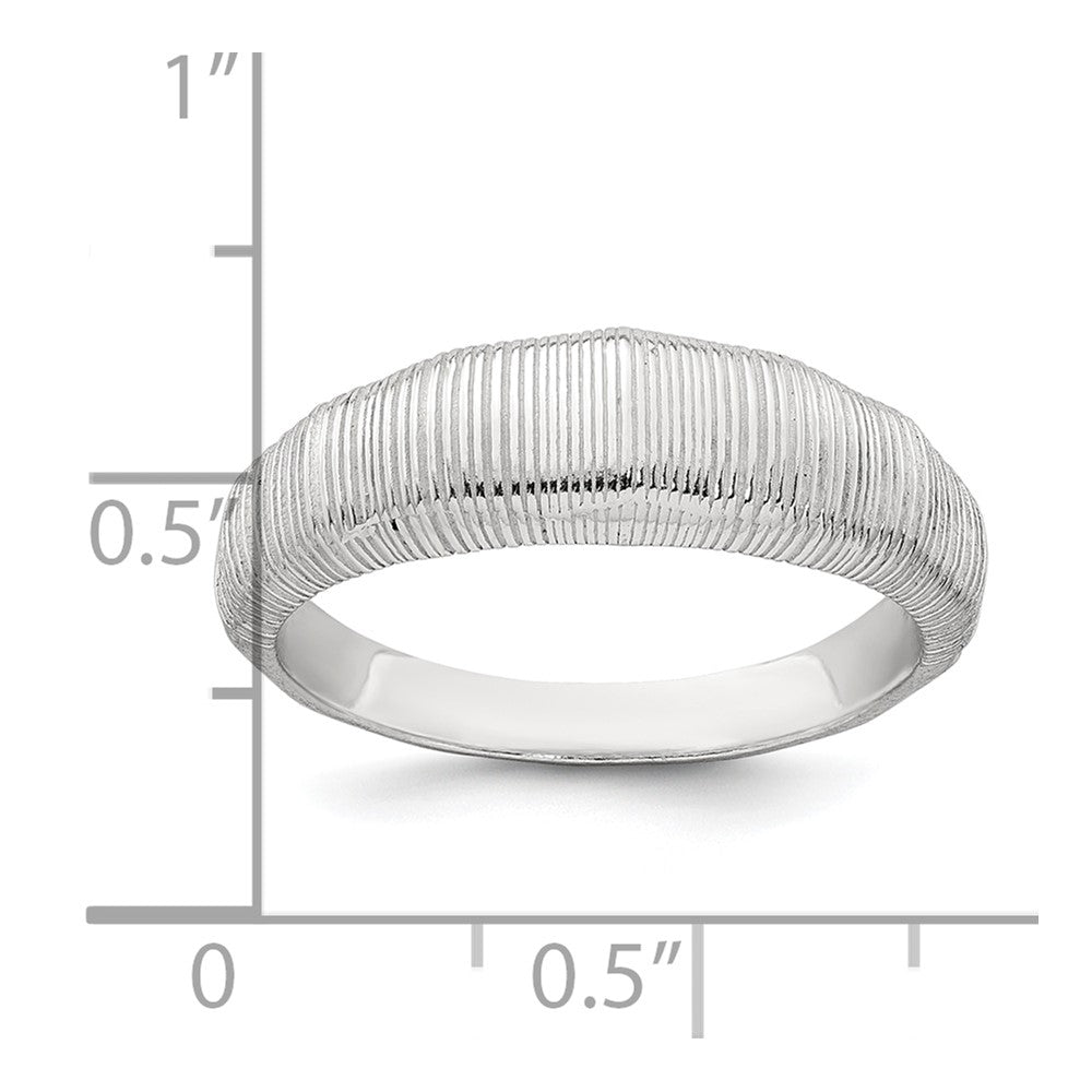Sterling Silver Polished and Grooved Size 6 Ring