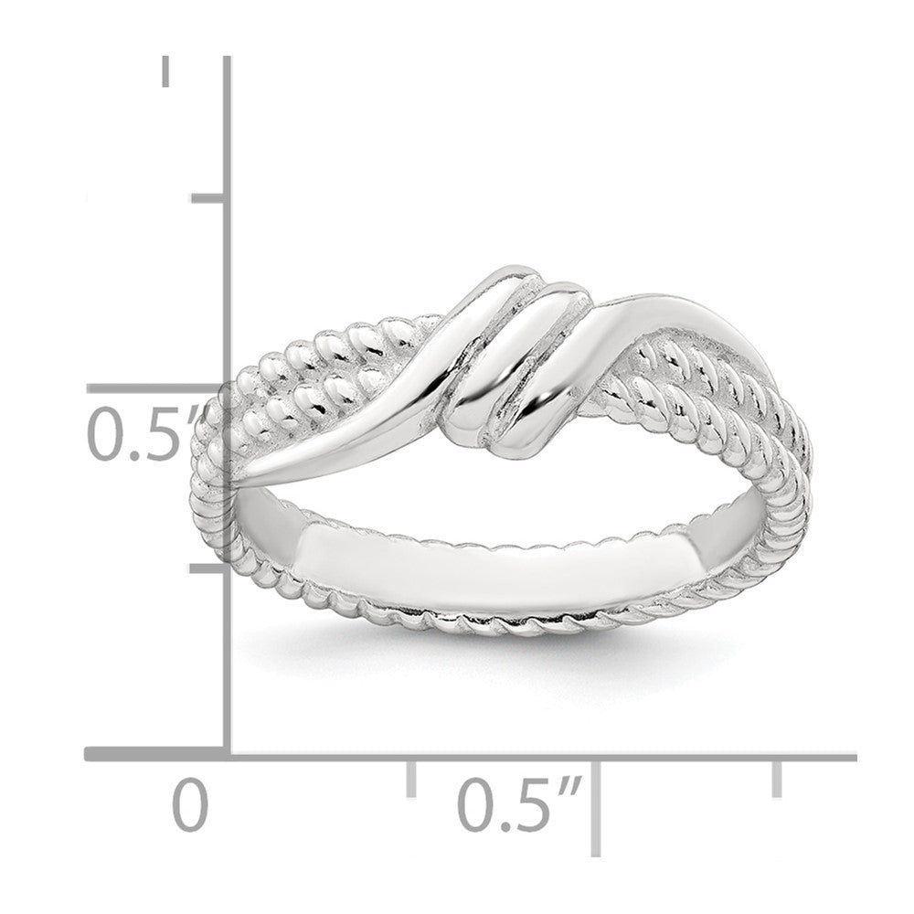 Sterling Silver Polished and Textured Fancy Twisted Size 7 Ring