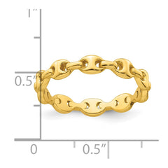 Sterling Silver Gold-tone Polished Mariner Link Size 7 Ring