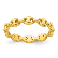Sterling Silver Gold-tone Polished Mariner Link Size 7 Ring