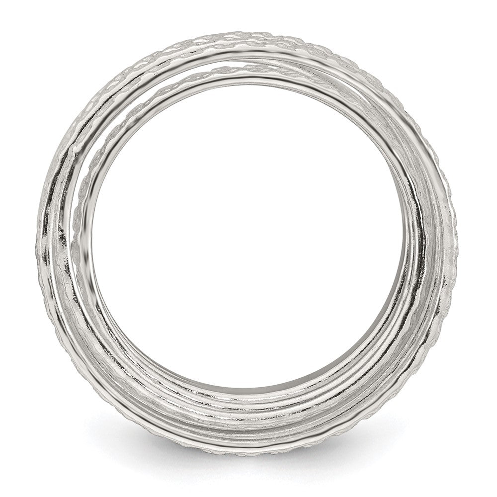 Sterling Silver Polished and Textured Wrapped Spring Size 8 Flexible Ring - 2