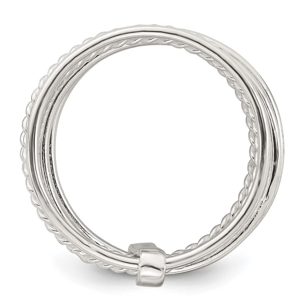 Sterling Silver Polished and Textured Twisted Multi-Band Size 8 Ring