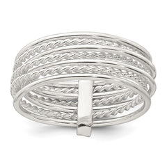 Sterling Silver Polished and Textured Twisted Multi-Band Size 7 Ring