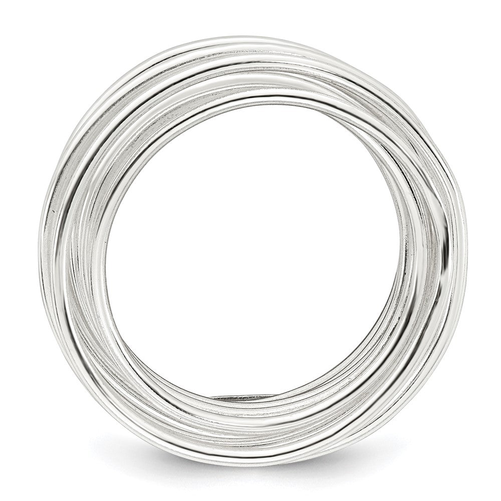 Sterling Silver Polished and Wrapped Spring Size 6 Flexible Ring
