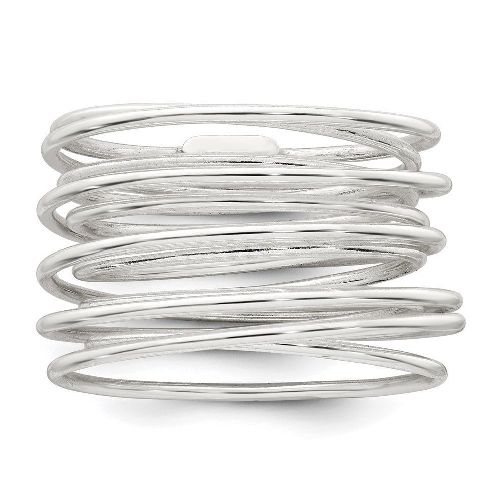 Sterling Silver Polished and Wrapped Spring Size 6 Flexible Ring