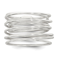 Sterling Silver Polished and Wrapped Spring Size 6 Flexible Ring