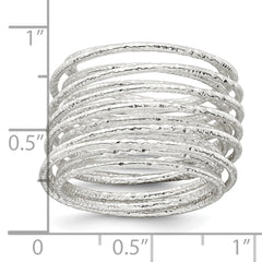 Sterling Silver Polished and Textured Wrapped Spring Size 7 Flexible Ring - 2