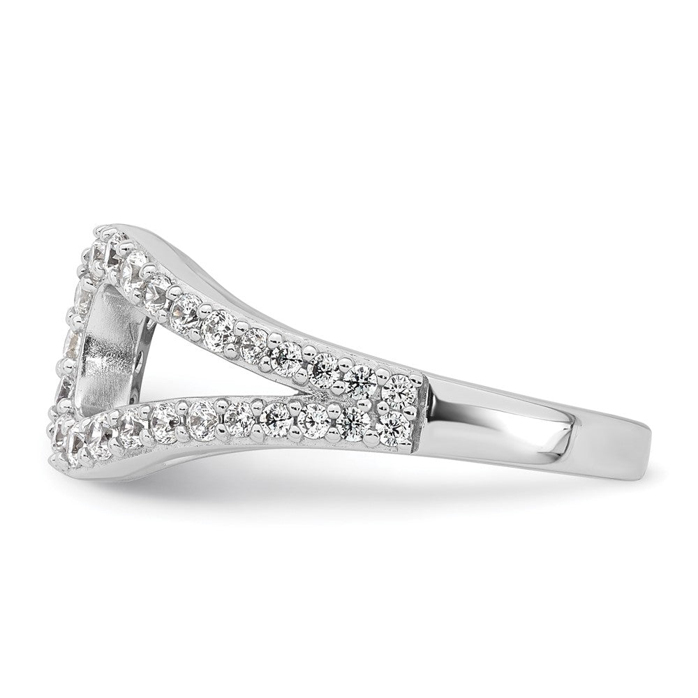 Sterling Silver Rhodium-plated Polished CZ Open Top Size 7 Ring