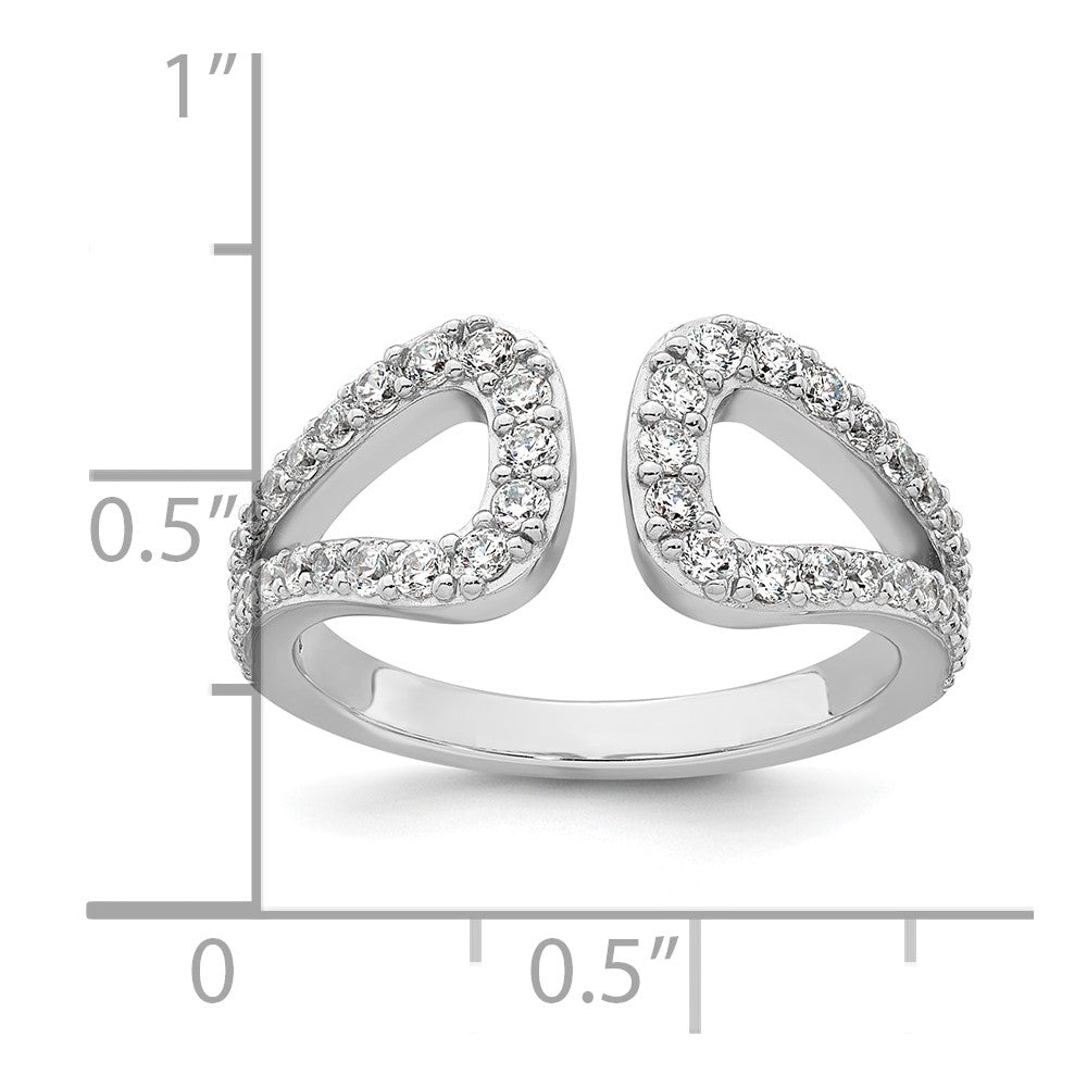 Sterling Silver Rhodium-plated Polished CZ Open Top Size 7 Ring