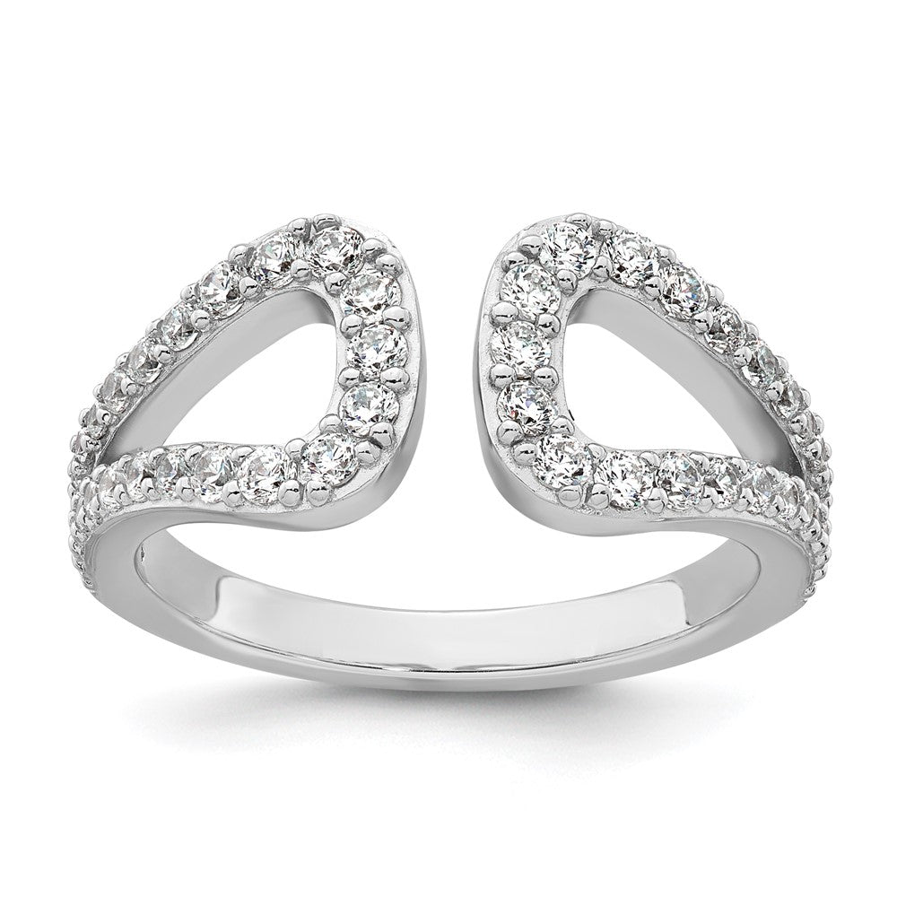 Sterling Silver Rhodium-plated Polished CZ Open Top Size 7 Ring
