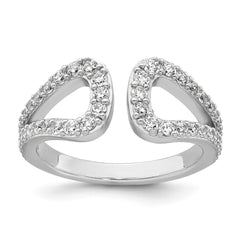 Sterling Silver Rhodium-plated Polished CZ Open Top Size 7 Ring