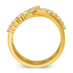 Sterling Silver Gold-tone Polished Fancy CZ Size 8 Bypass Ring