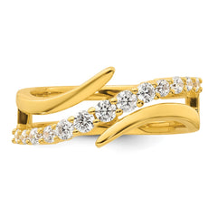 Sterling Silver Gold-tone Polished Fancy CZ Size 6 Bypass Ring