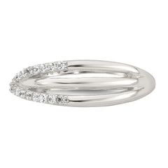 Sterling Silver Polished White CZ Fancy Crossed Size 8 Ring