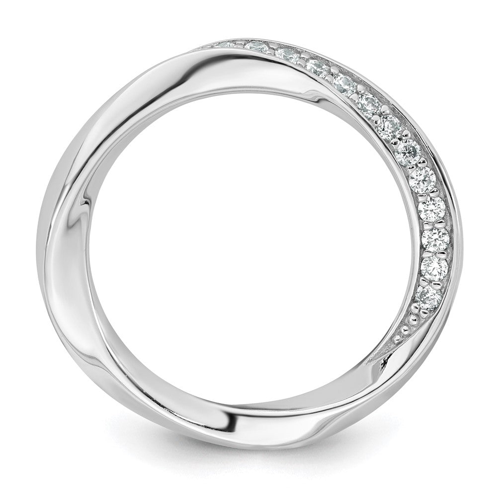 Sterling Silver Rhodium-plated Polished and Twisted CZ 3.1mm Band Size 7 Ring