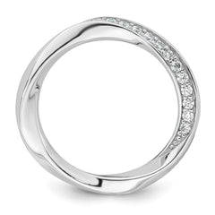 Sterling Silver Rhodium-plated Polished and Twisted CZ 3.1mm Band Size 7 Ring
