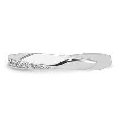 Sterling Silver Rhodium-plated Polished and Twisted CZ 3.1mm Band Size 7 Ring