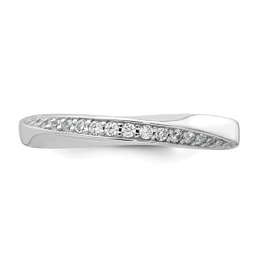 Sterling Silver Rhodium-plated Polished and Twisted CZ 3.1mm Band Size 7 Ring