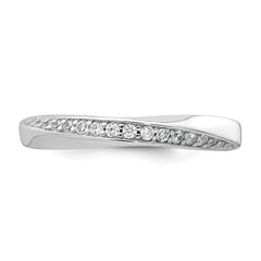 Sterling Silver Rhodium-plated Polished and Twisted CZ 3.1mm Band Size 7 Ring