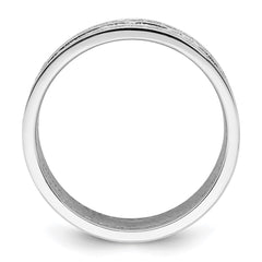 Sterling Silver Rhodium-plated CZ Polished And Hammered 9.5mm Band Size 8 Ring