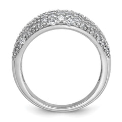 Sterling Silver Rhodium-plated Polished Tapered Pave CZ Size 8 Ring