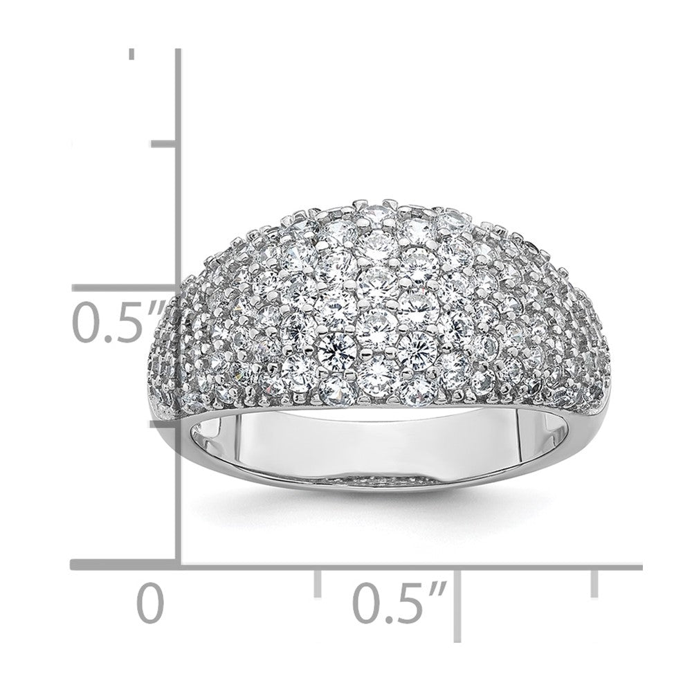 Sterling Silver Rhodium-plated Polished Tapered Pave CZ Size 8 Ring