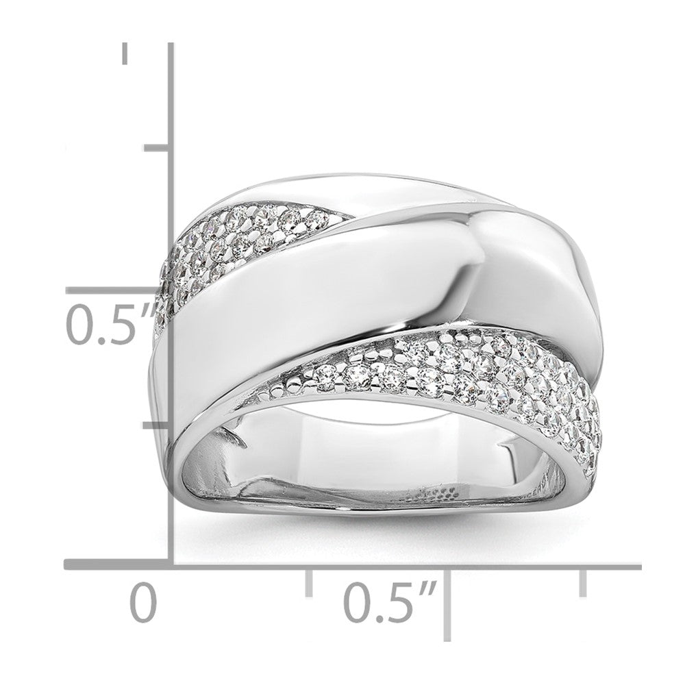 Sterling Silver Rhodium-plated Polished Fancy CZ Size 8 Ring