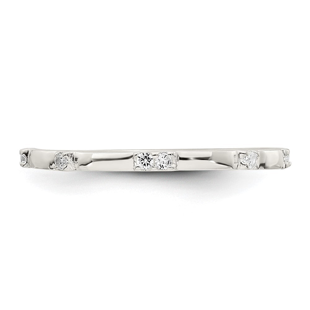 Sterling Silver Polished CZ 1.5mm Band Size 6 Ring - 2