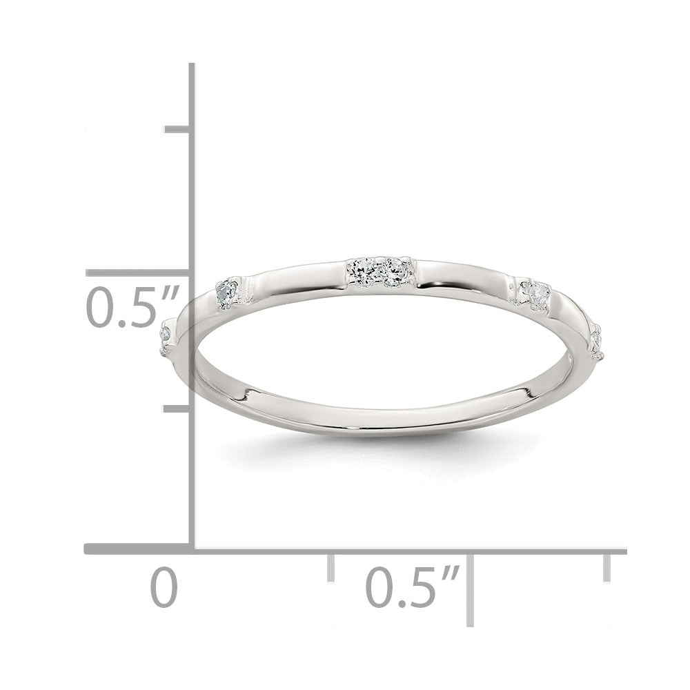 Sterling Silver Polished CZ 1.5mm Band Size 6 Ring - 2