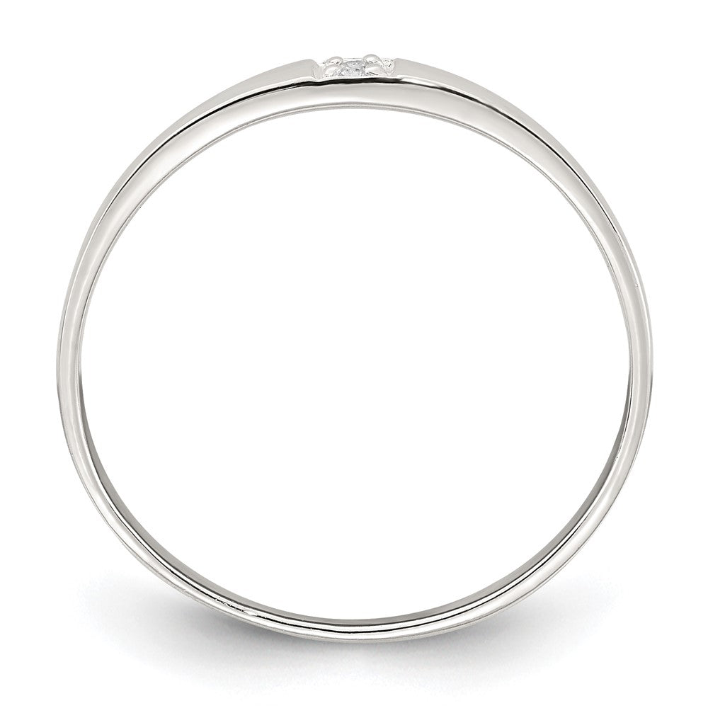 Sterling Silver Polished CZ 1.5mm Band Size 7 Ring - 2