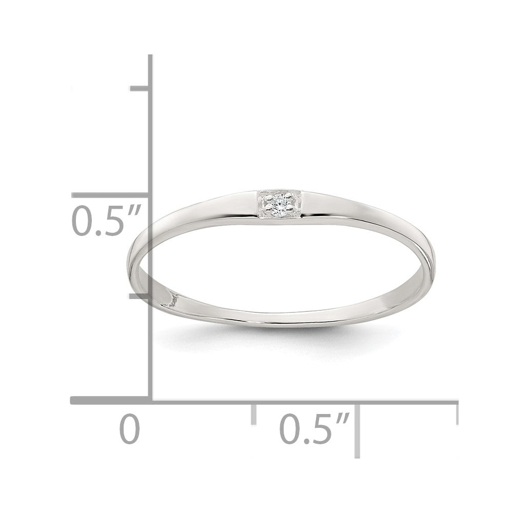 Sterling Silver Polished CZ 1.5mm Band Size 7 Ring - 2