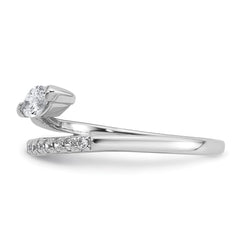 Sterling Silver Rhodium-plated Polished Fancy Marquise and Round CZ Size 8 Ring