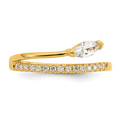 Sterling Silver Gold-plated Polished Fancy Marquise and Round CZ Size 6 Ring