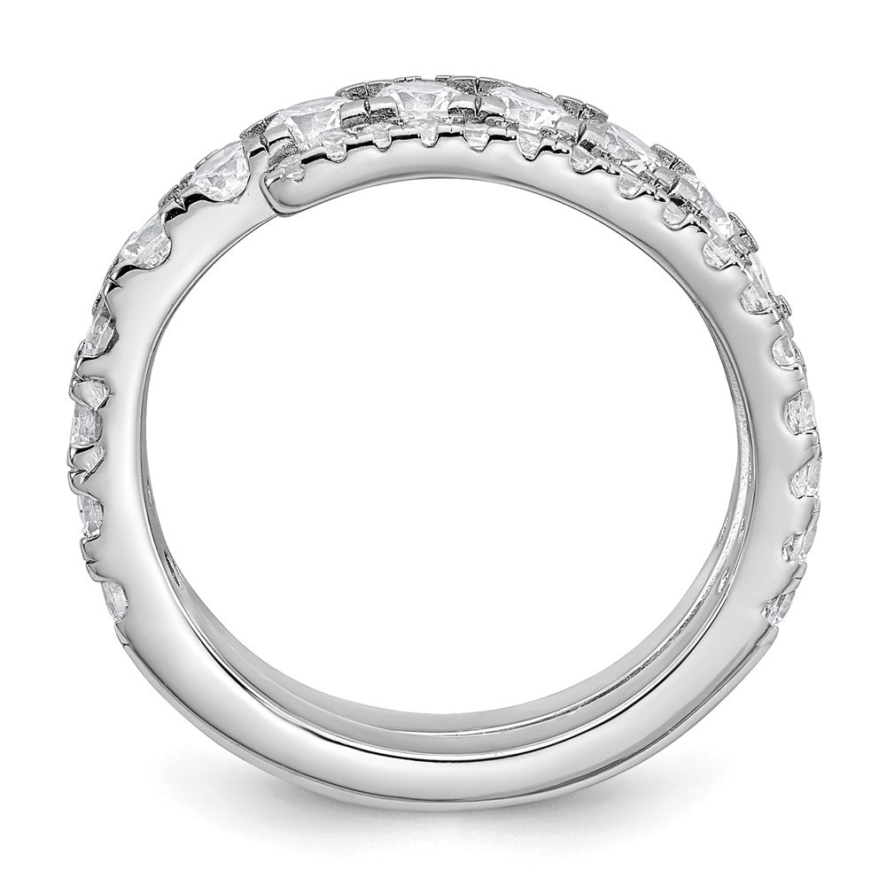 Sterling Silver Rhodium-plated Polished CZ Wrapped Band Size 6 Ring