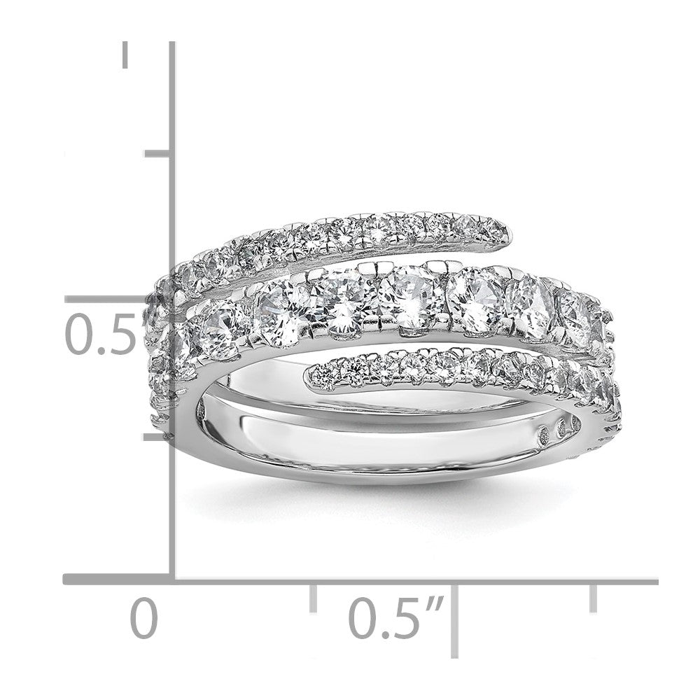 Sterling Silver Rhodium-plated Polished CZ Wrapped Band Size 6 Ring