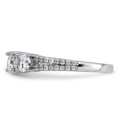 Sterling Silver Rhodium-plated Polished CZ Three Stone Split Shank Size 7 Ring