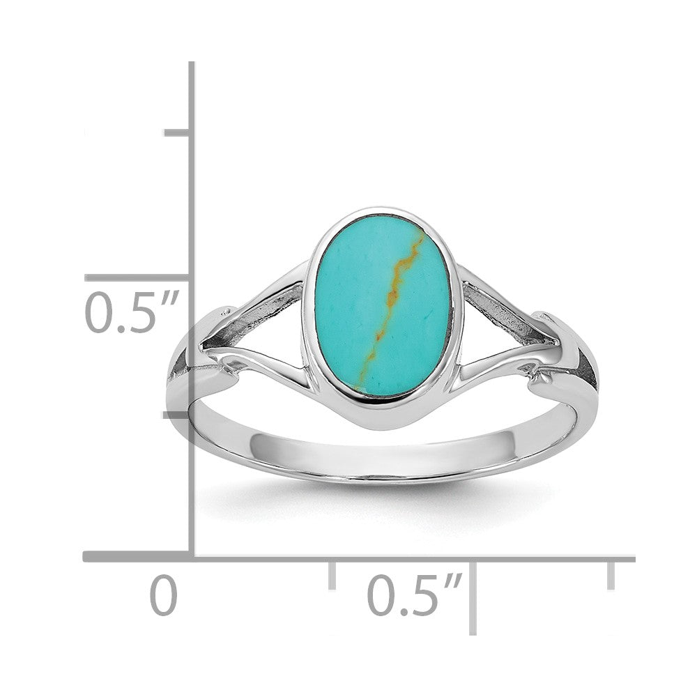 Sterling Silver Rhodium-plated Polished Oval Reconstituted Turquoise Size 7 Ring